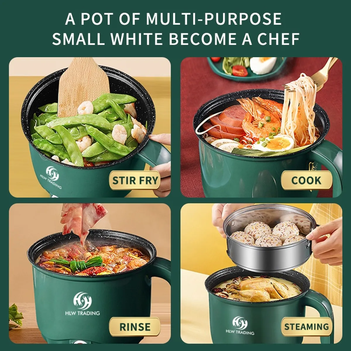 Mini Electric Rice Cooker With Steamer - 18cm