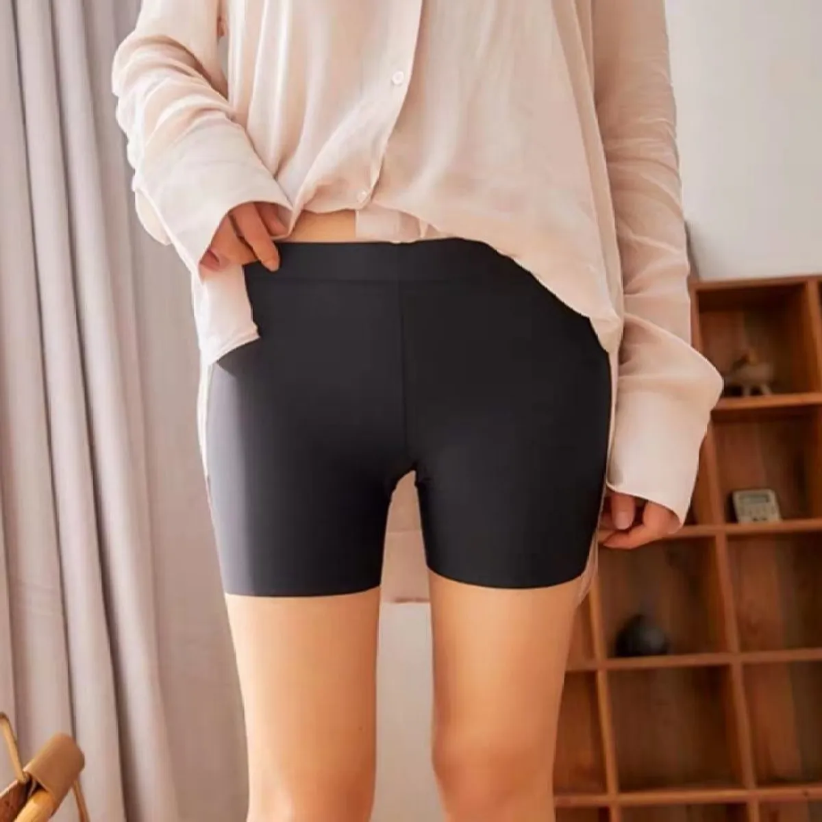 High Waist Seamless Boxer Briefs Black Color Comfortable Underwear  - Women  Free Size