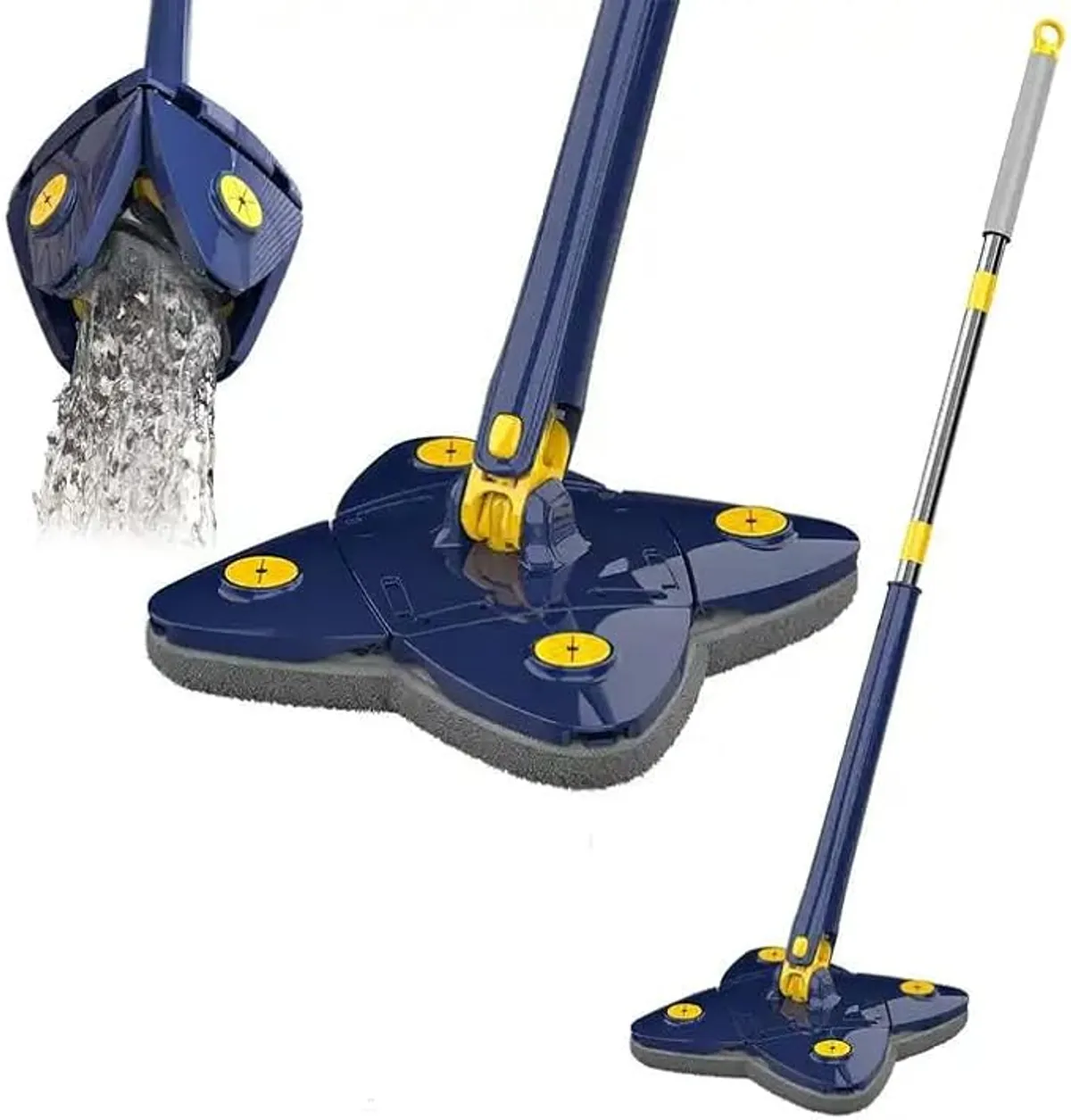 360° Rotating Clover Microfiber Mop – Extendable Handle
