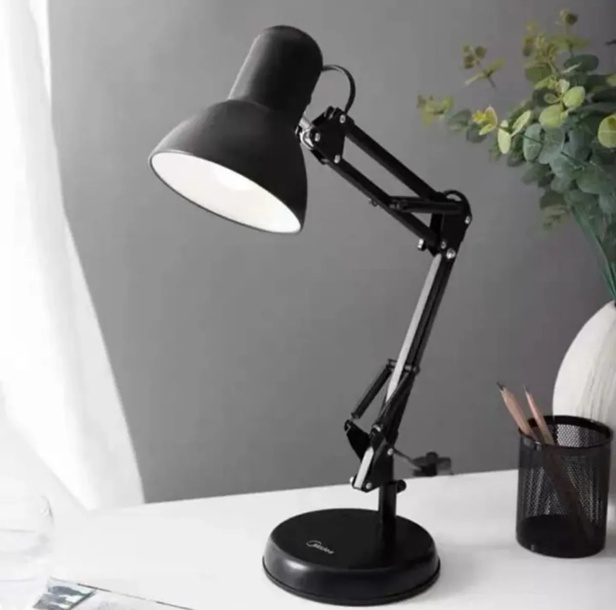 E27 Flexible Modern Table Lamp wiith Swivel, Flicker-Free, Eyes-Friendly with Metal Frame & 5W Bulb