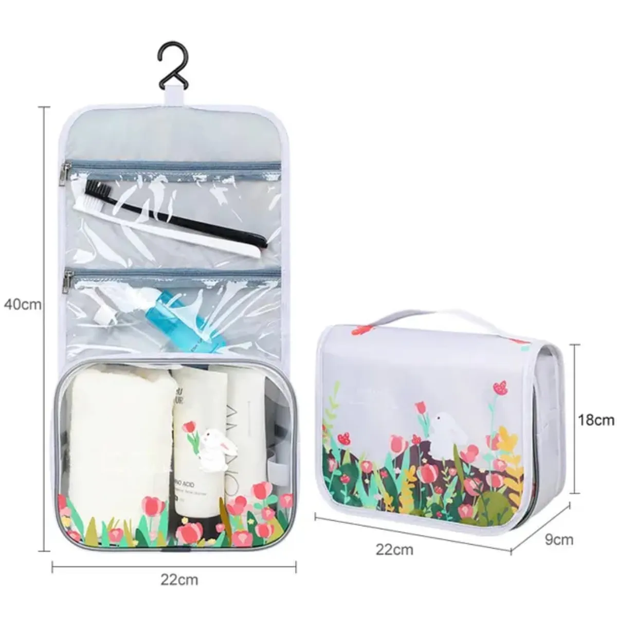 Waterproof Hanging Travel Toiletry & Cosmetic Organizer Bag - Multicolor