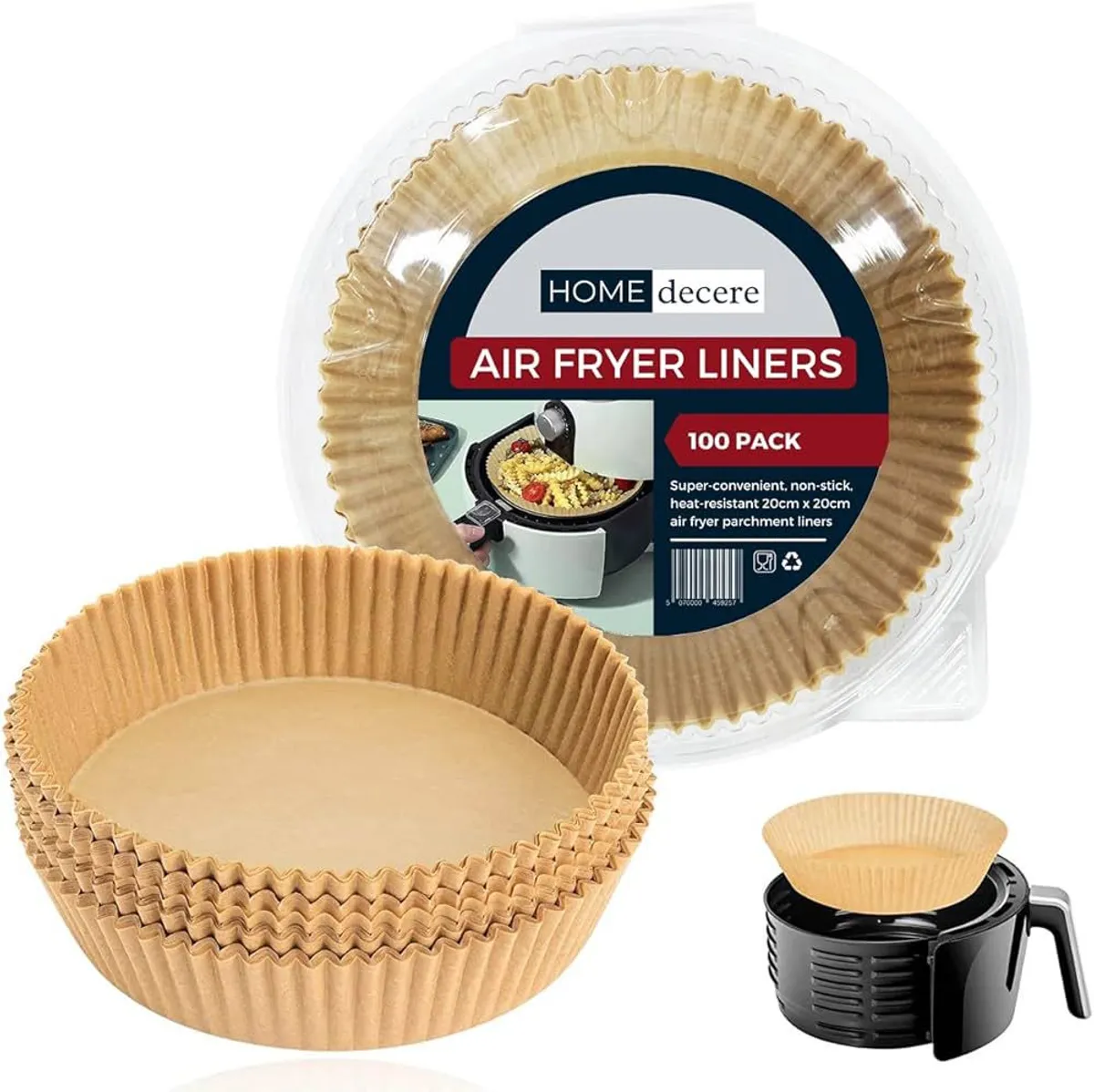 50Pcs Non-Stick Air Fryer Parchment Liners - 160×45mm Brown