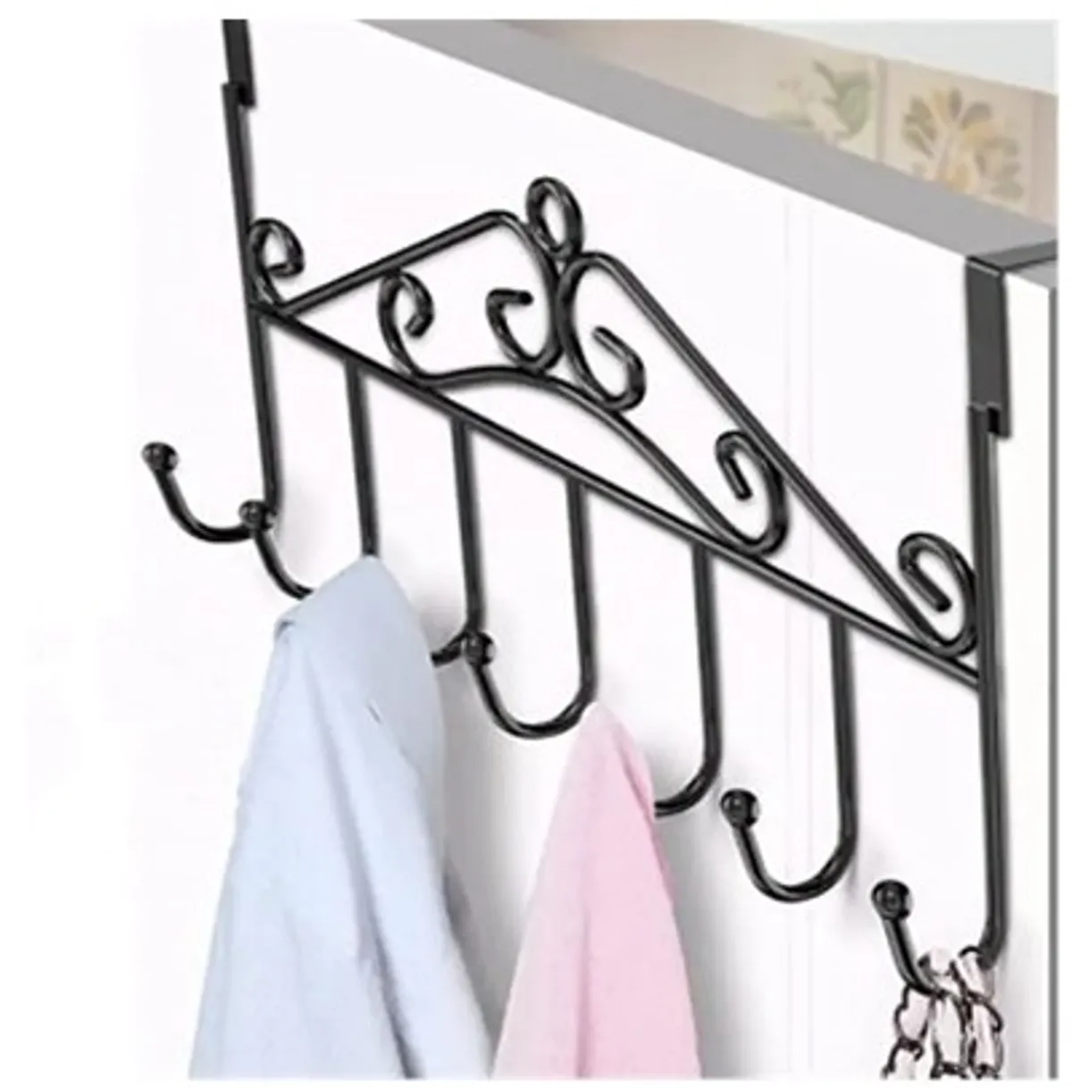 Creative Iron Door Hanging Hook Wall Clothes Hanger Rack - Black