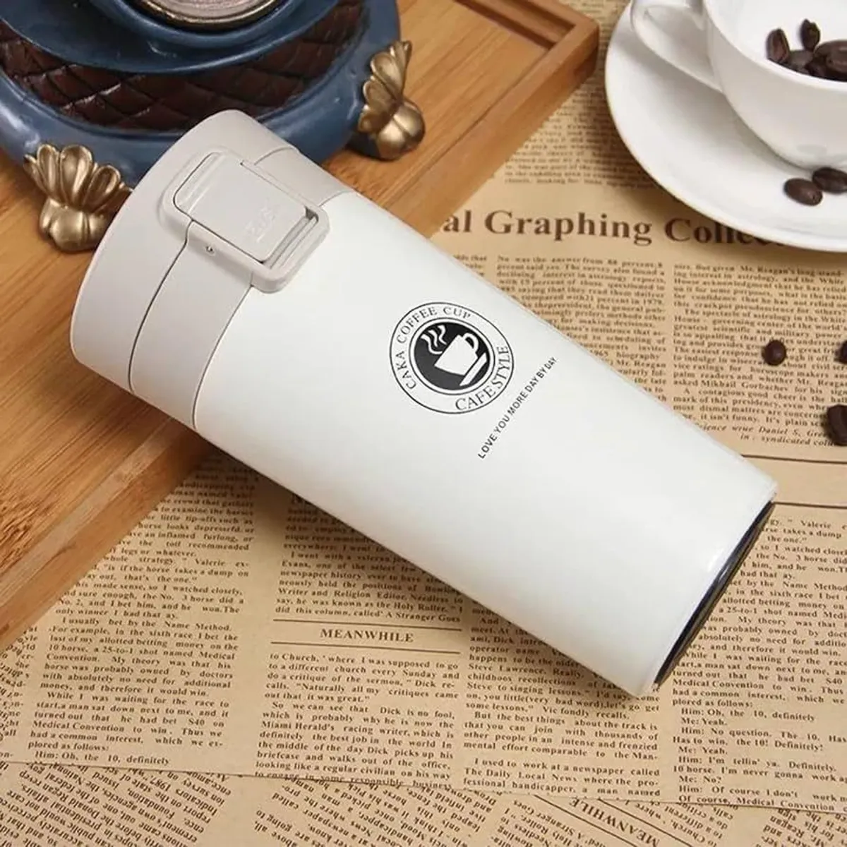 Insulated Stainless Steel Travel Mug with Lid - 380ml