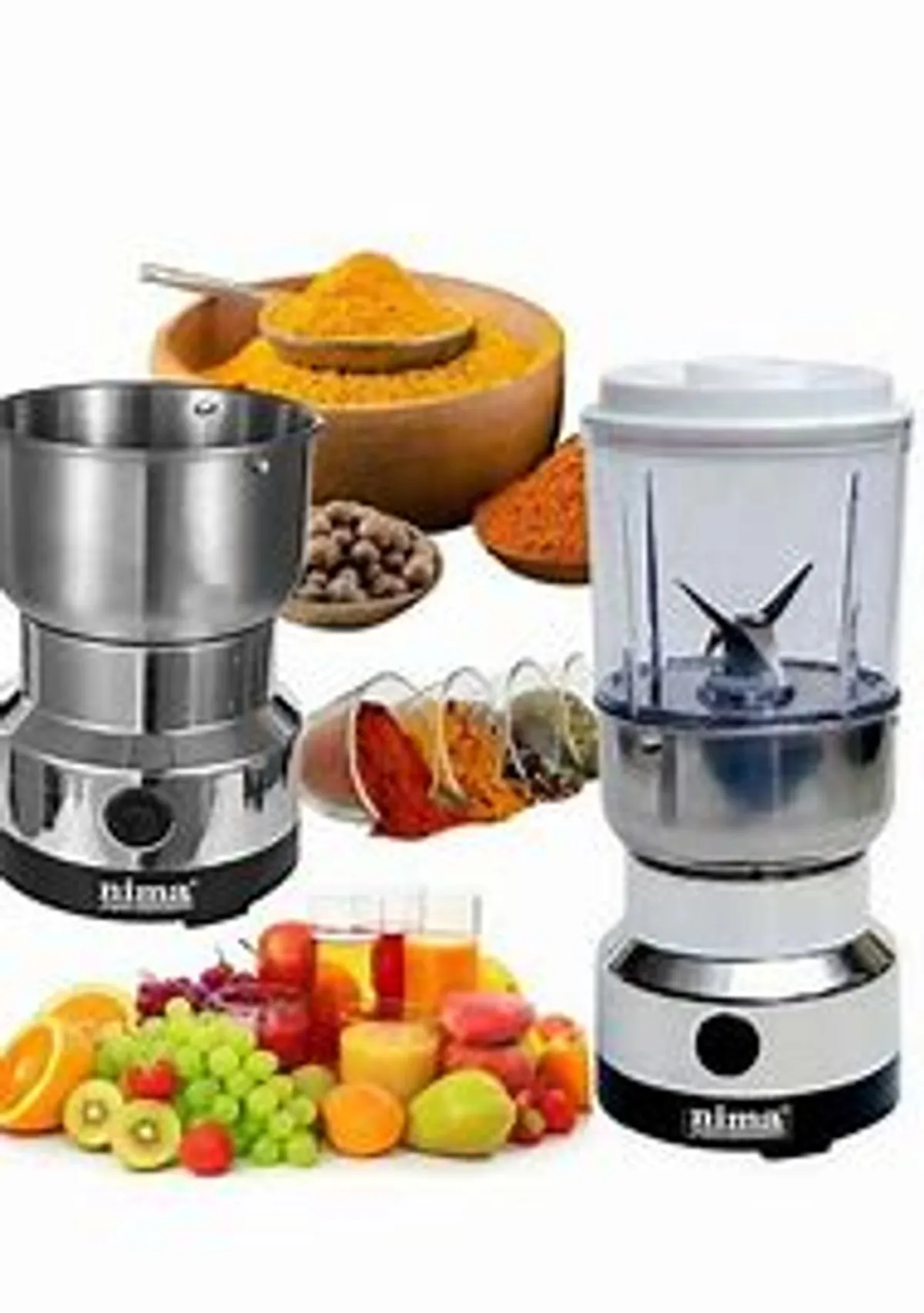 Nima Mini Mixer Grinder With Juicer Doubale Jar - Silver 