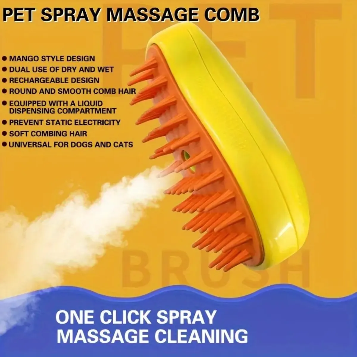 3 In 1 Steamy Pet Brush Cat and Dog Hair Brush