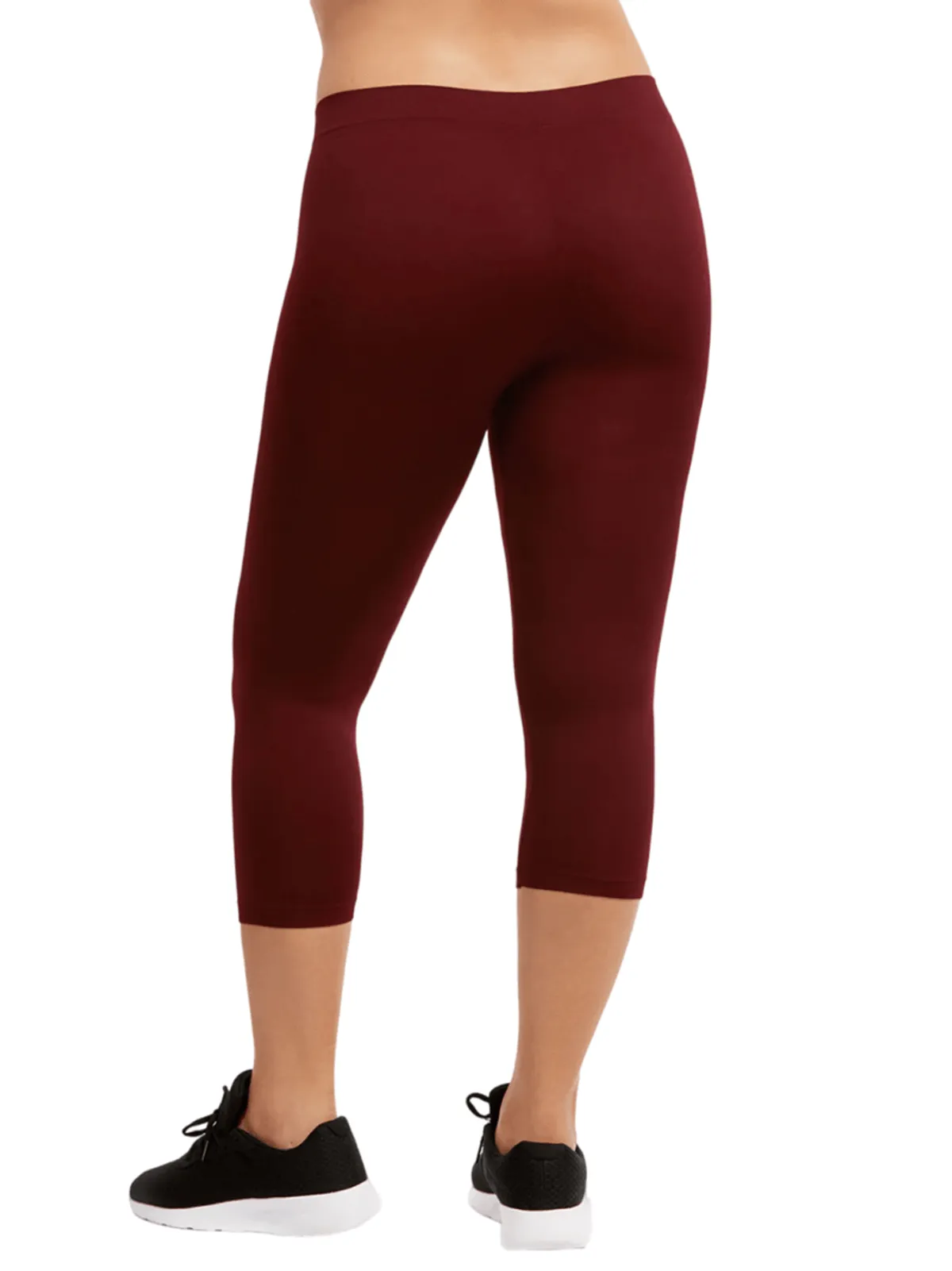 Women’s High-Waist Capri Leggings - Solid Color Free Size