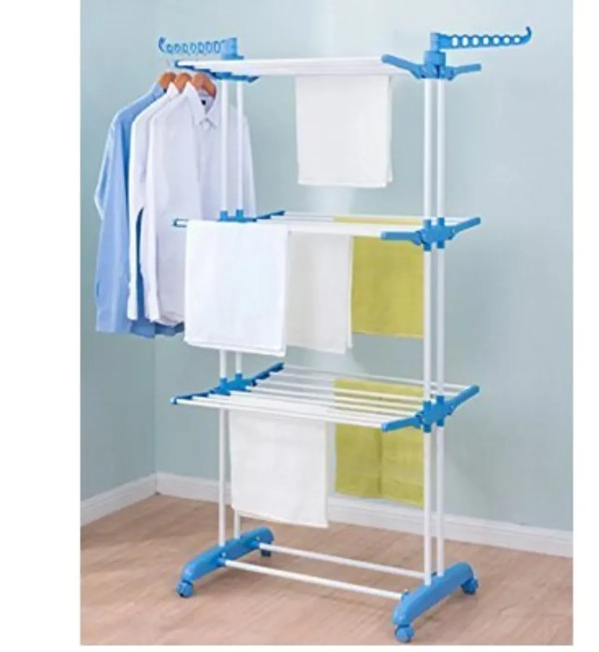 3-Tier Folding Clothes Drying Rack - Blue