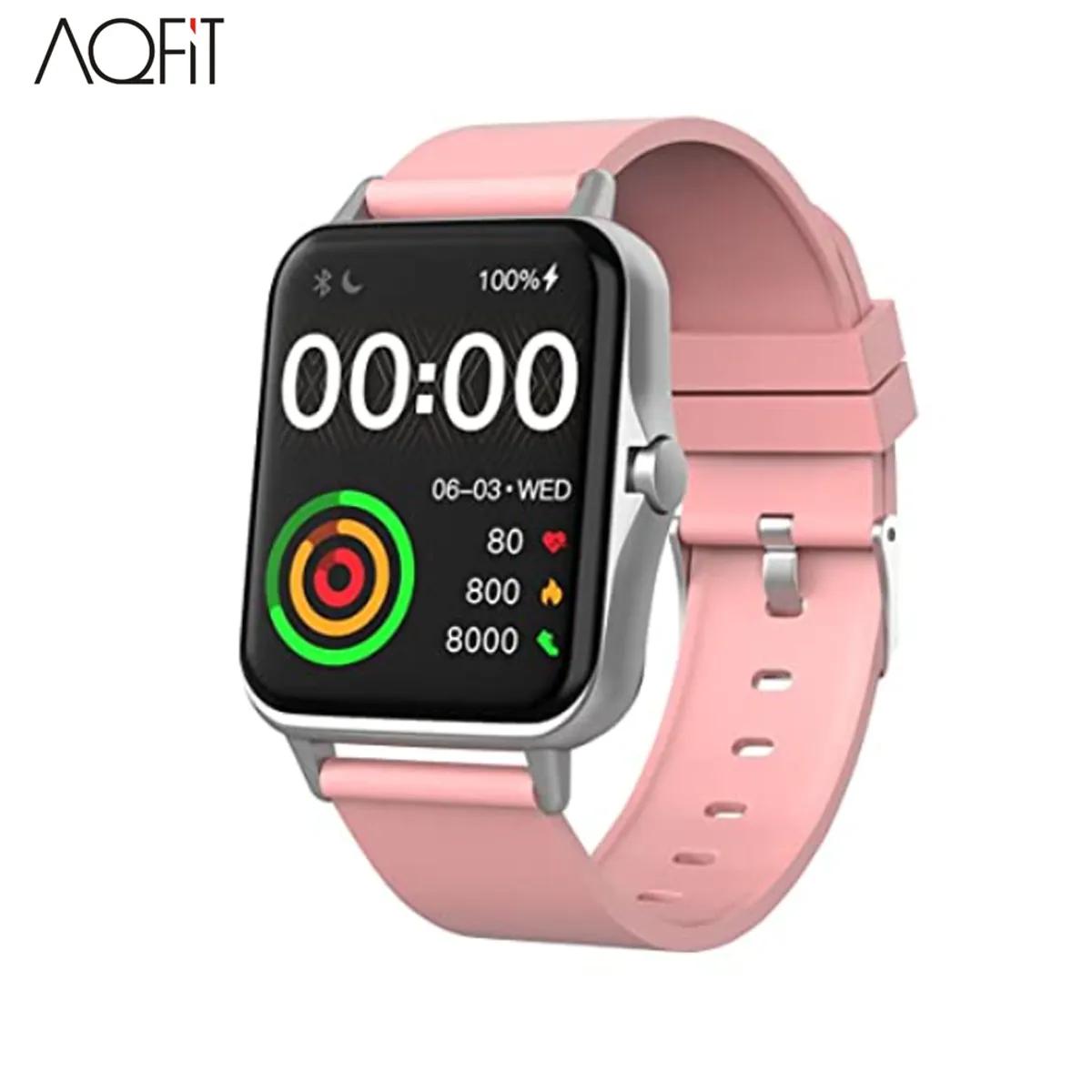 AQFIT W12 Smartwatch 1.69” Touchscreen IP68 Bluetooth 5.0 Pink Silver
