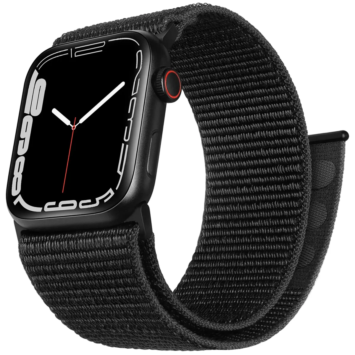 Woven Nylon Sport Loop Band For Apple Watch 44mm/45mm (Black)