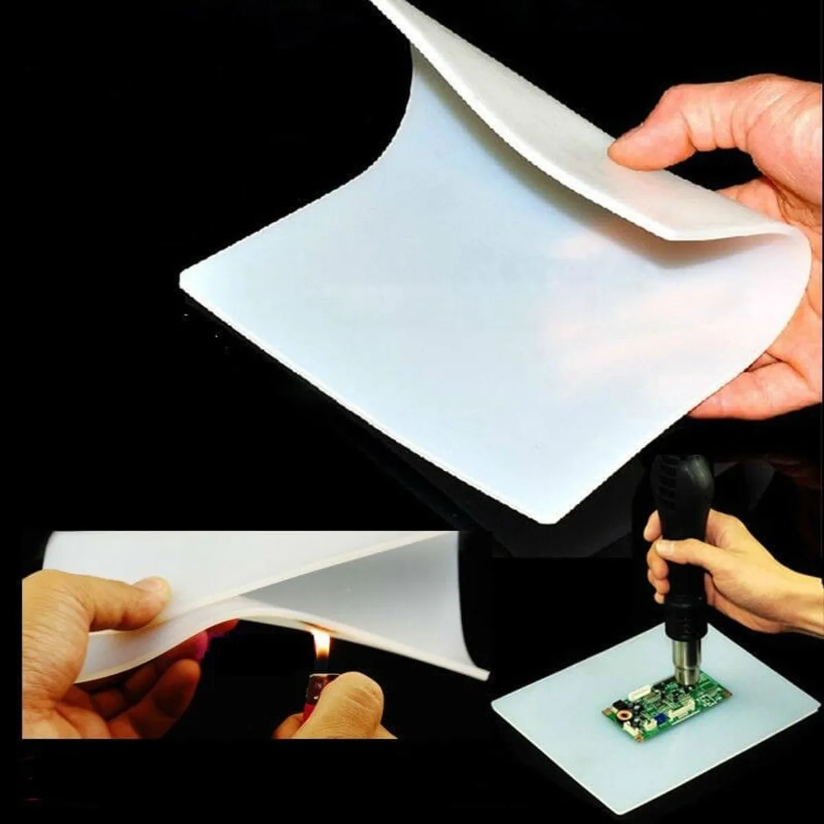 White Heat Insulation Silicone Pad BGA Soldering Repair Mat For Hot Air Gun