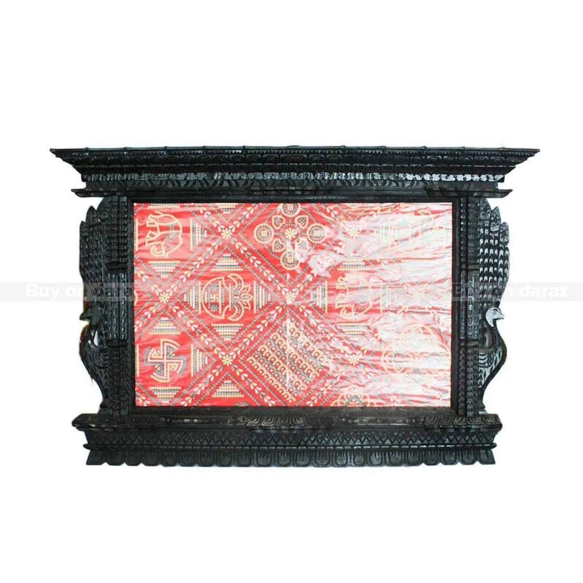Black Wooden Peacock Designed Photo Frame - Photo Size 18" X 12"