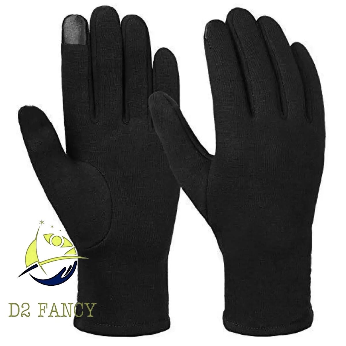 Unisex Black Gloves Inside Fur With Touch 