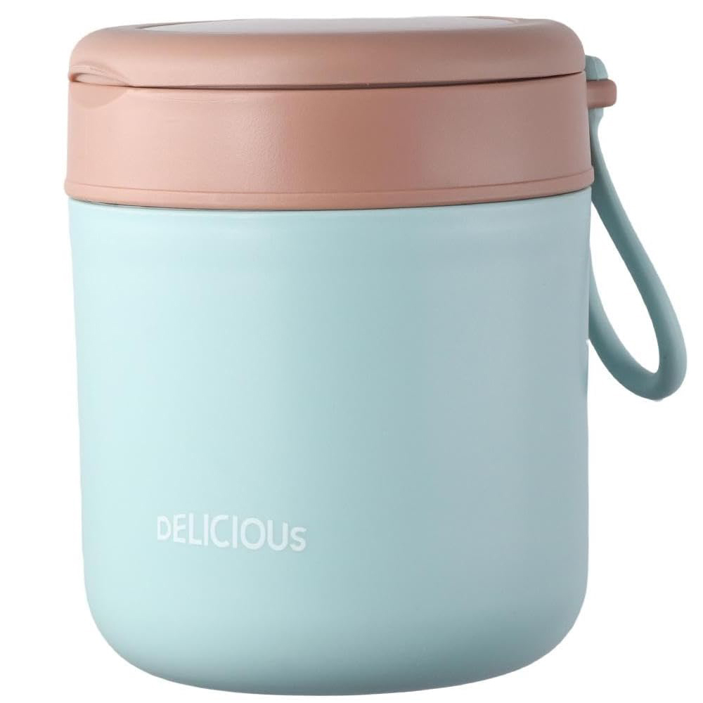 430ml Stainless Steel Thermal Lunch Box with Spoon for Travel - (Blue)