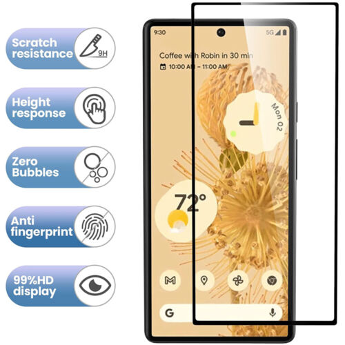 Google Pixel 6 6a 7 7a 7 Pro 8 8 9 Pro XL Full Coverage 9H Tempered Glass Screen Protector