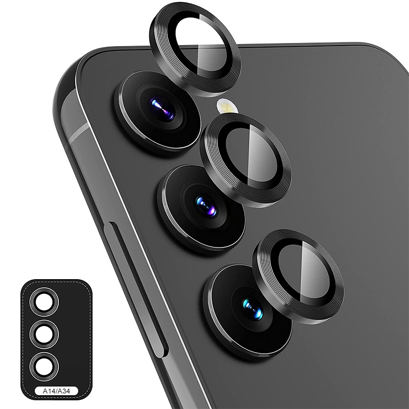 Samsung Galaxy A16 5G 9H Aluminum Alloy Camera Lens Tempered Glass - Black - A16