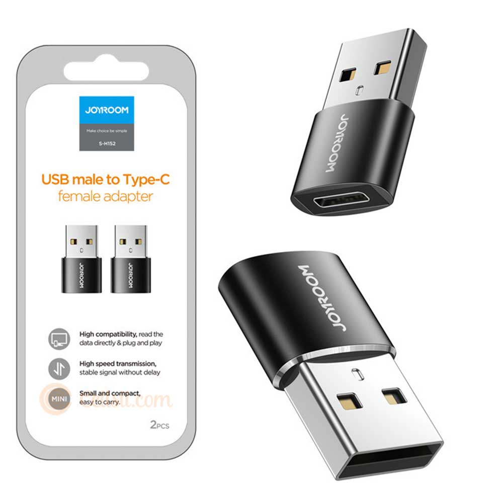 JOYROOM S-H152 OTG USB Male to Type-C Female Adapter 2PCS - Black