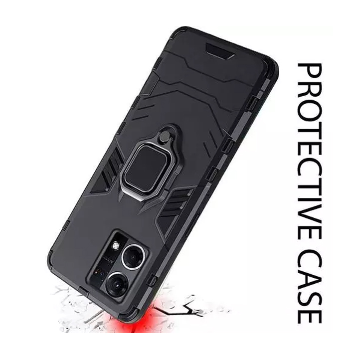 Oppo F21 Pro 4G Military Defender Ring Kickstand Case - Black