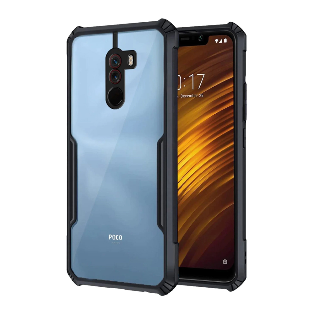 Poco F1 Clear PC Airbag Transparent Back Case - Black (Universal)