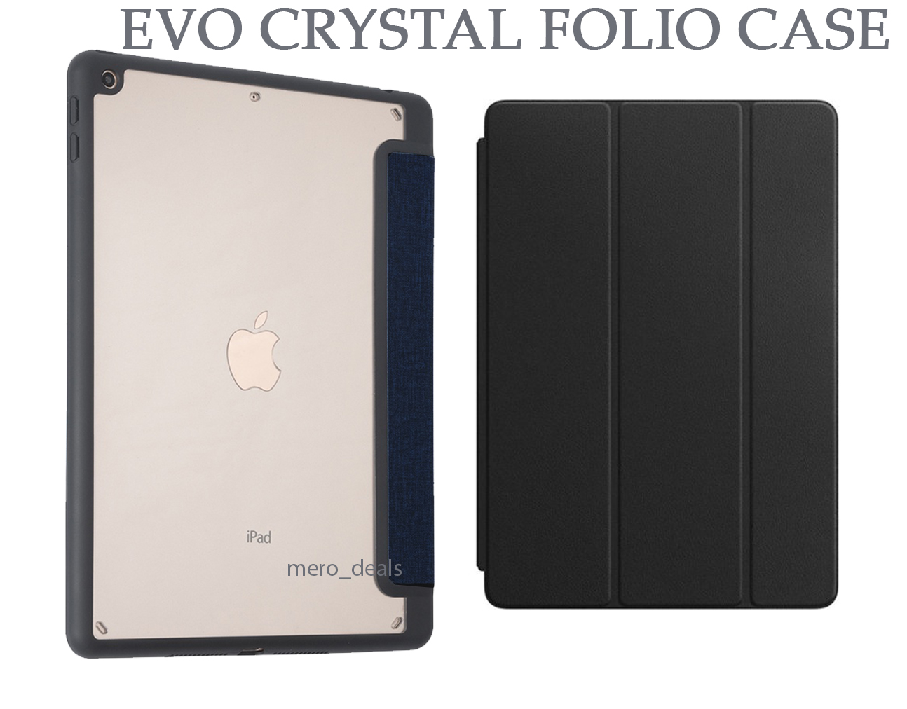 Apple iPad 10.2 Inch Evo Crystal Transparent Folio Case With Pencil Holder - Black