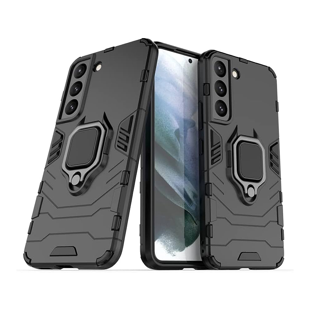 Samsung Galaxy S21 FE 5G Military Armor Ring Kickstand Case - Black