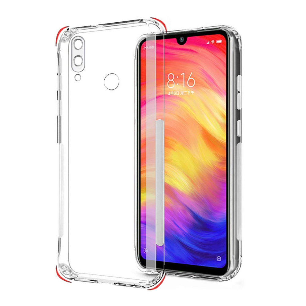 Redmi Note 7 / 7 Pro Anti-Slip Clear TPU Silicone Back Case With Camera Protection - Clear