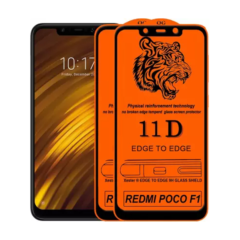 Poco F1 11D Edge-to-Edge Tempered Glass Screen Protector – Pack of 2 (Poco F1)