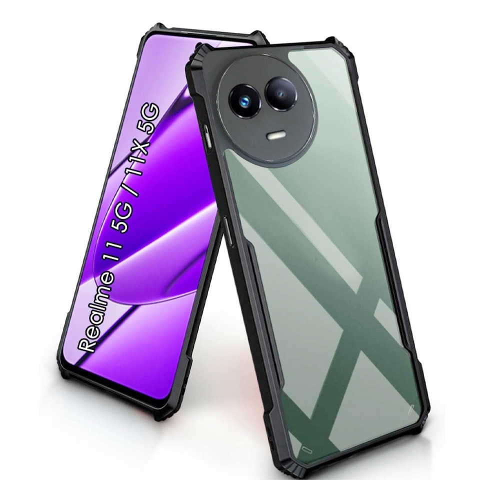 Realme 11 5G 11X 5G Clear Shockproof TPU Bumper Back Case - Black