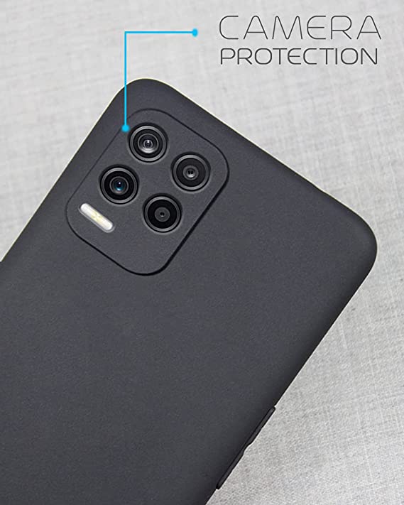 Realme 8 / 8 Pro 4G Thin Soft Liquid Silicone Back Case With Camera Protection - Black (Universal)