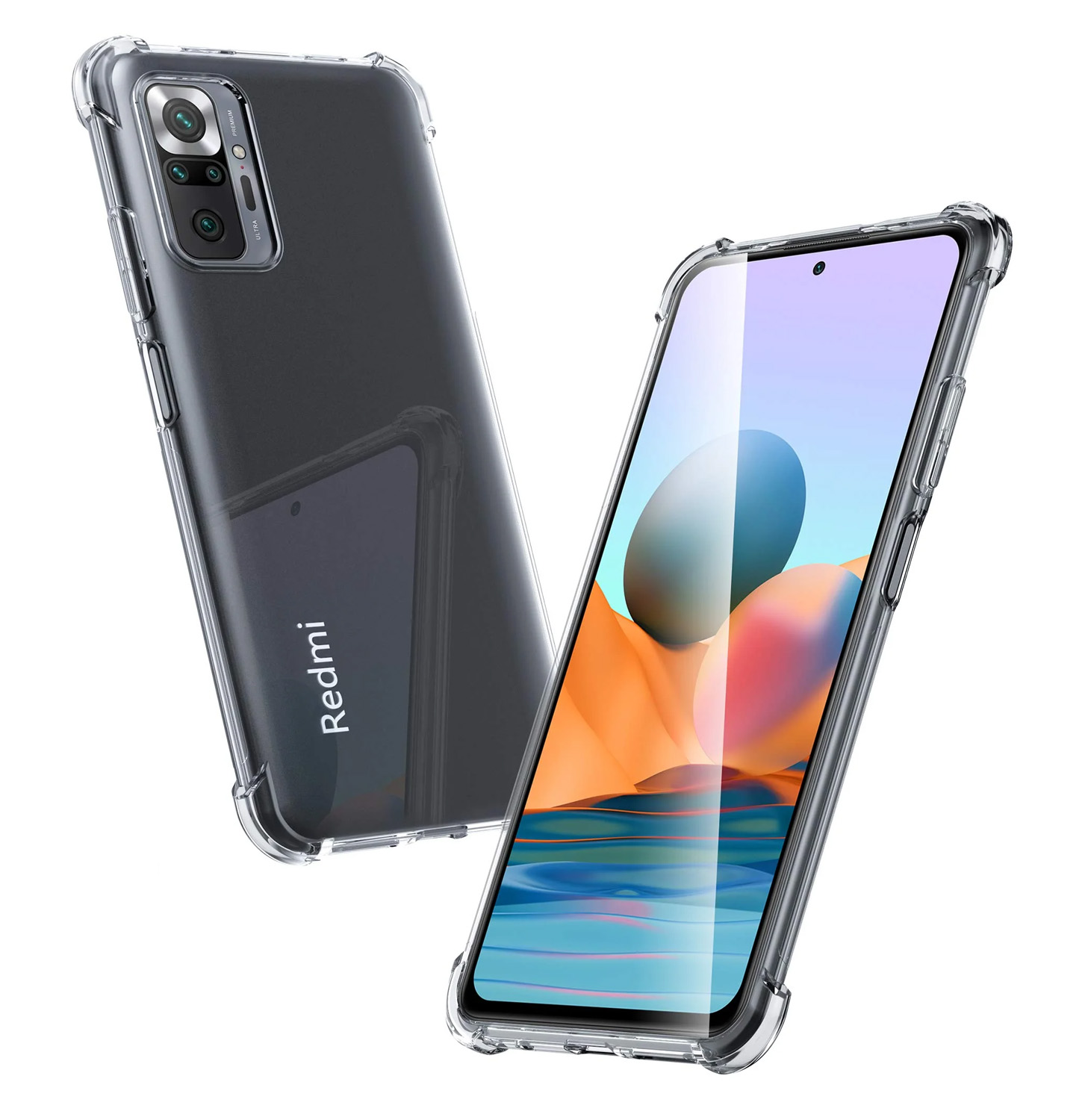 Redmi Note 10 Pro/Pro Max Clear Shockproof Crystal TPU Back Case With Edges 