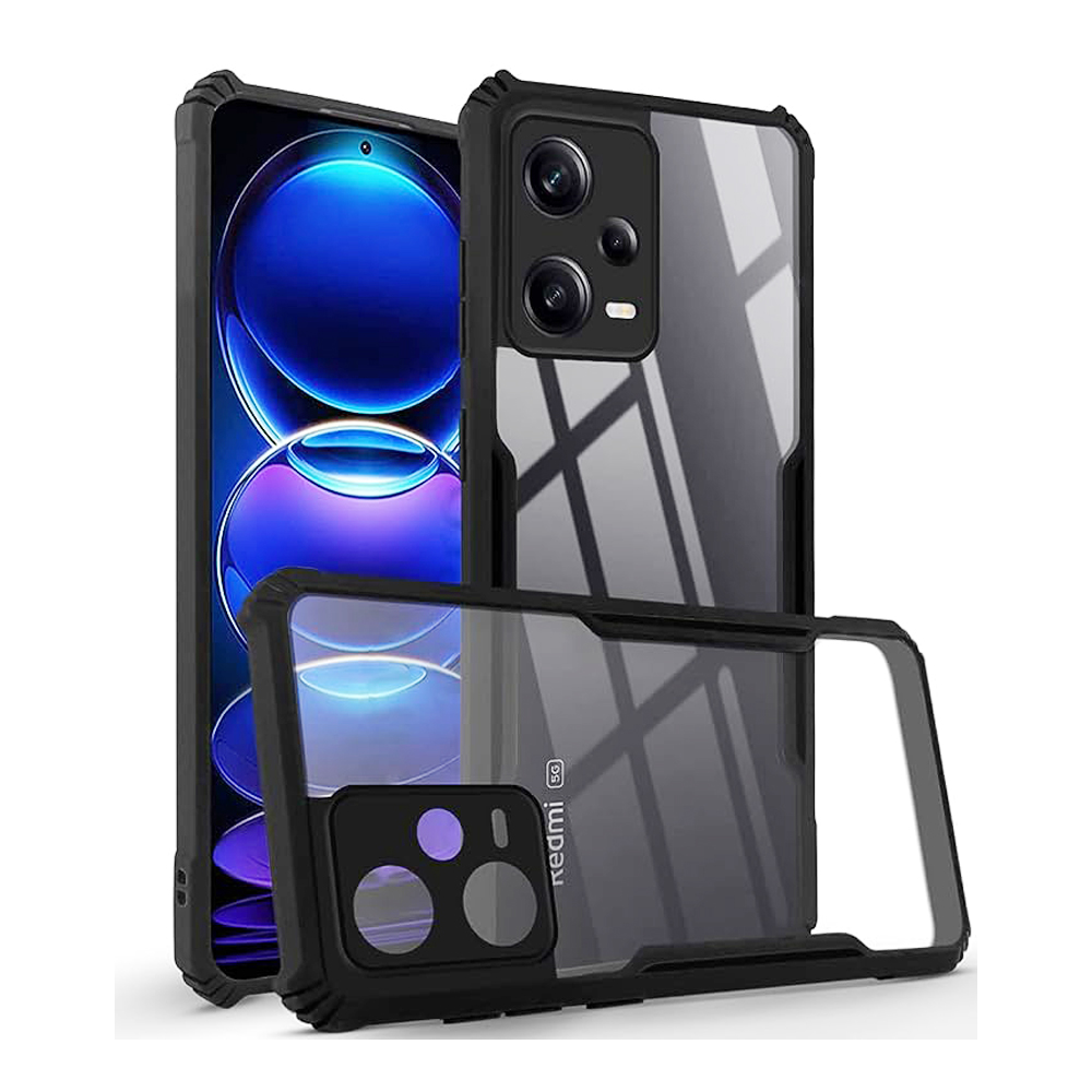 Redmi Note 12 Pro 5G Clear Hard Shockproof TPU Bumper Case - Black