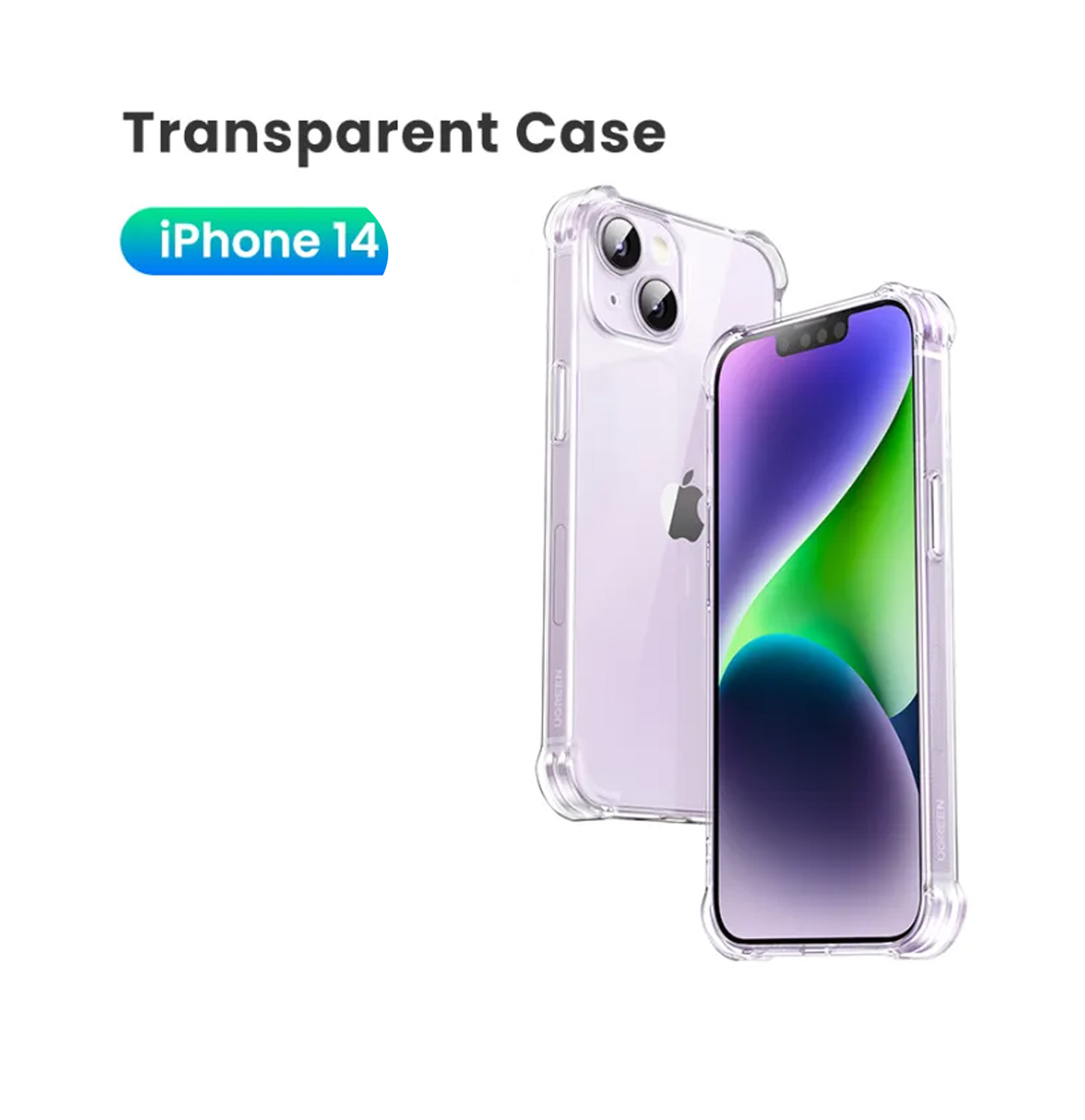 iPhone 14 Clear Shockproof Crystal TPU Back Case With Edges - Clear