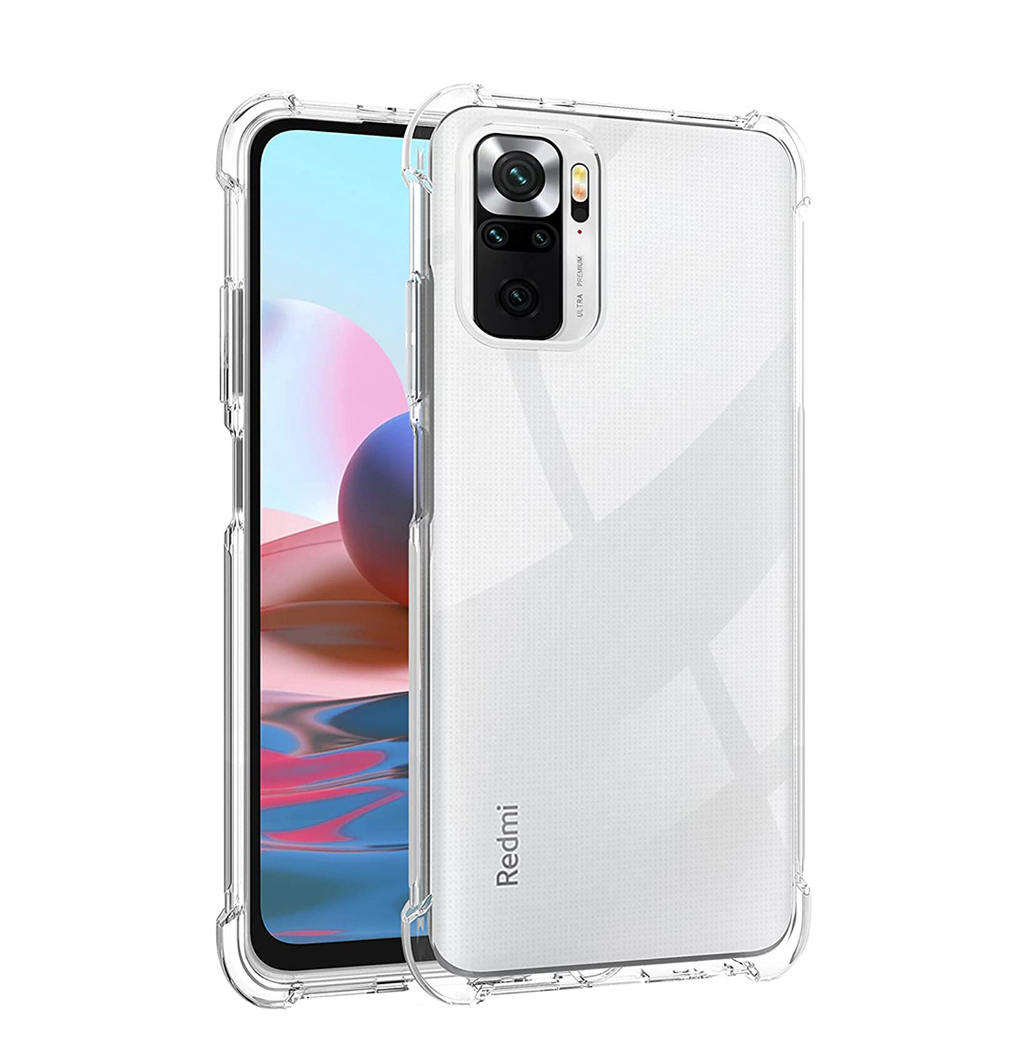 Redmi Note 10/10S Clear Shockproof Crystal TPU Back Case With Edges 