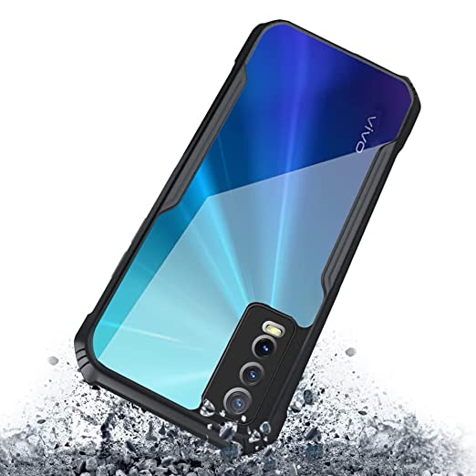 Vivo S1 Clear Shockproof Airbag Transparent Back Case - Black (Universal)