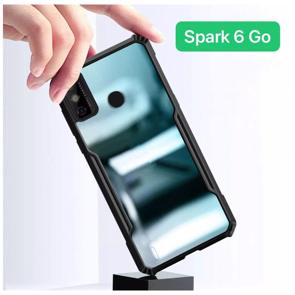 Clear Hybrid Bumper Case For Tecno Spark 6 Go 2020 - Black