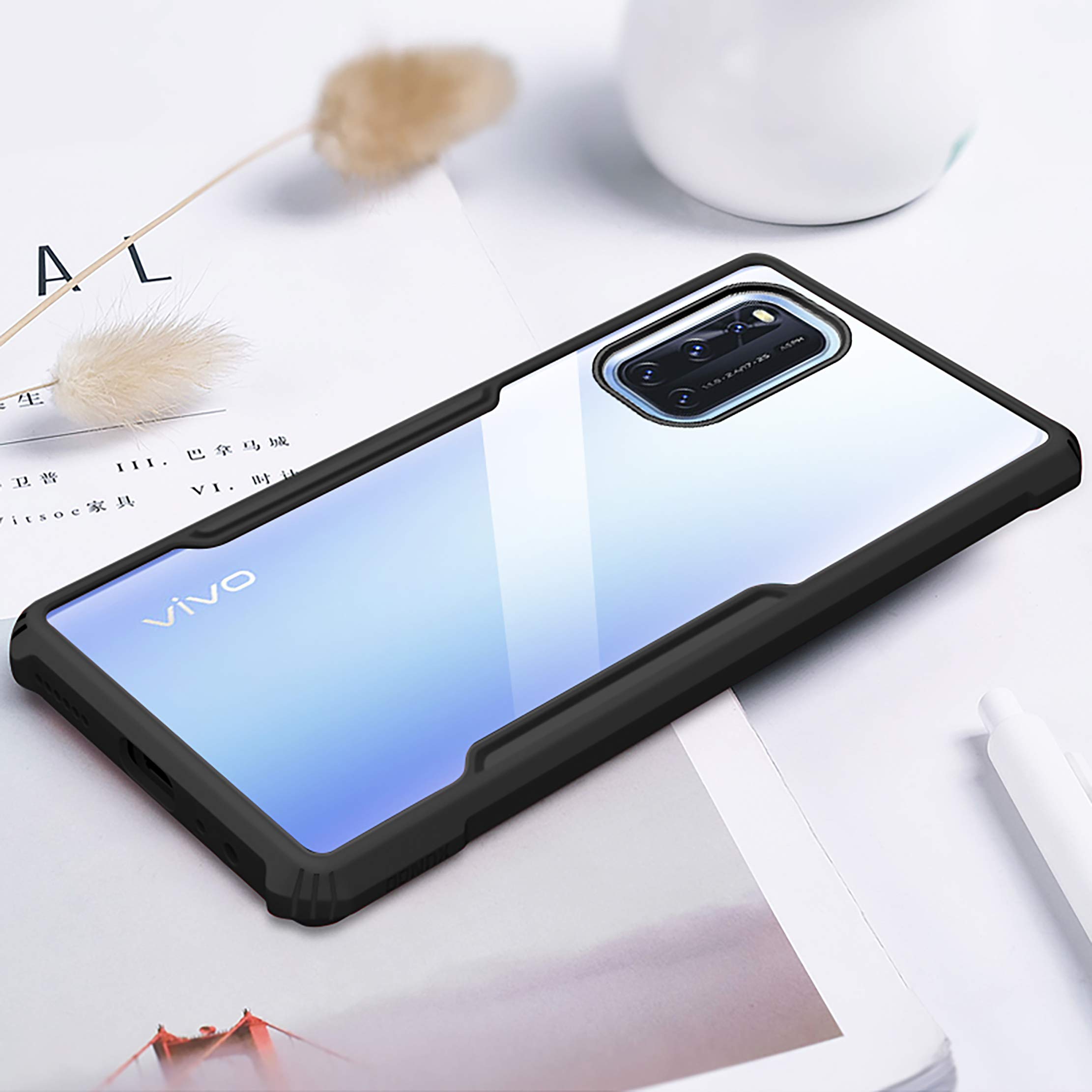 Transparent Shockproof Airbag Bumper Case For Vivo V19 - Black