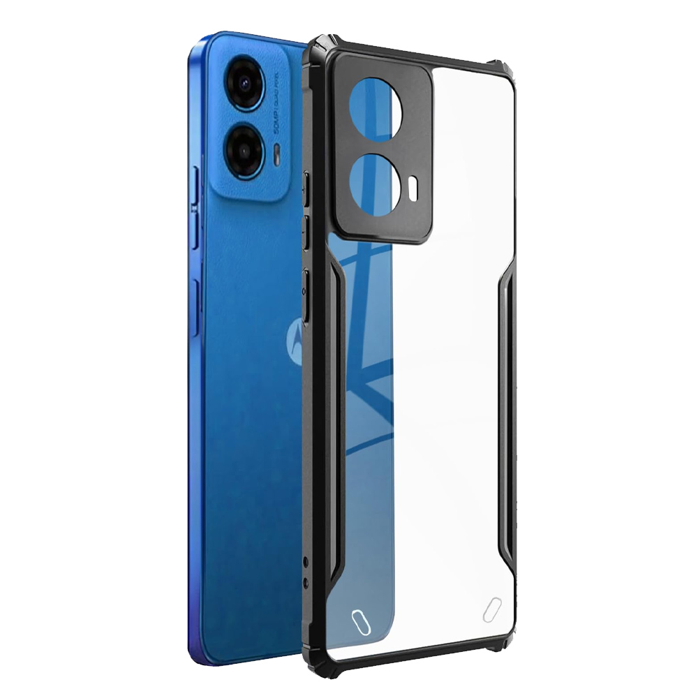 Clear Hybrid Bumper Case For Motorola Moto G35 5G - Black