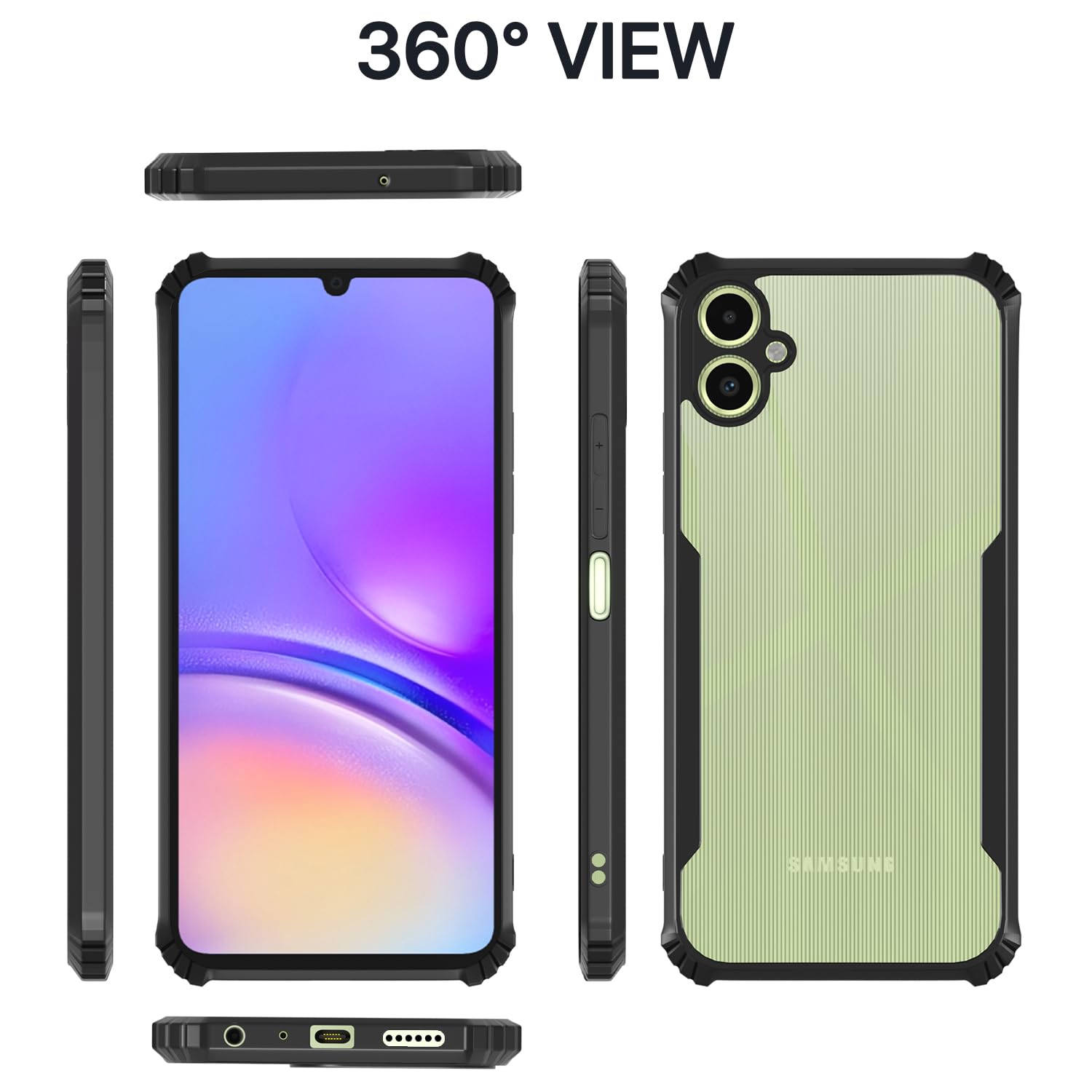 Clear Shockproof TPU Bumper Case For Samsung Galaxy A07 5G - Black and Hard clear