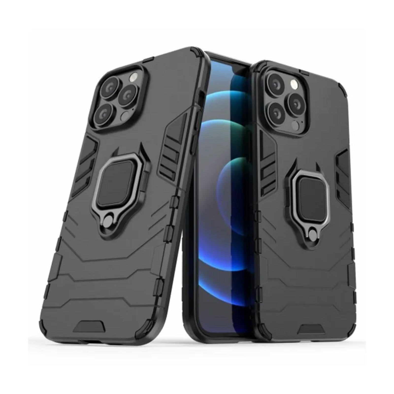Defense Carbon Silicone Armor Case For iPhone 13 Pro Max - Black