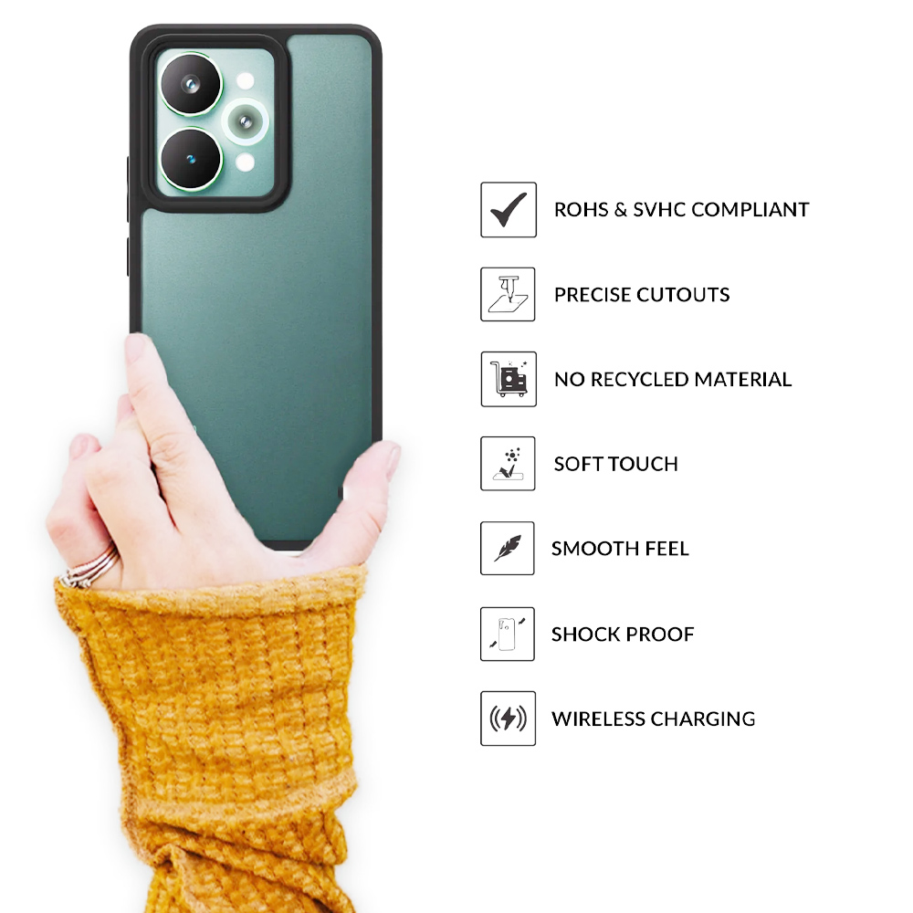 Royal Slim Clear Shockproof Case With Camera Protector For Realme 15 Pro 5G - Black
