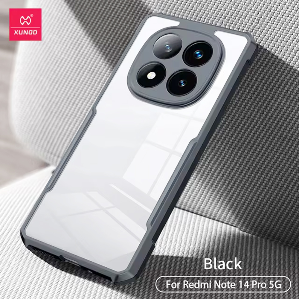 Xundd Shockproof Clear Bumper Case For Redmi Note 14 Pro 5G - Black