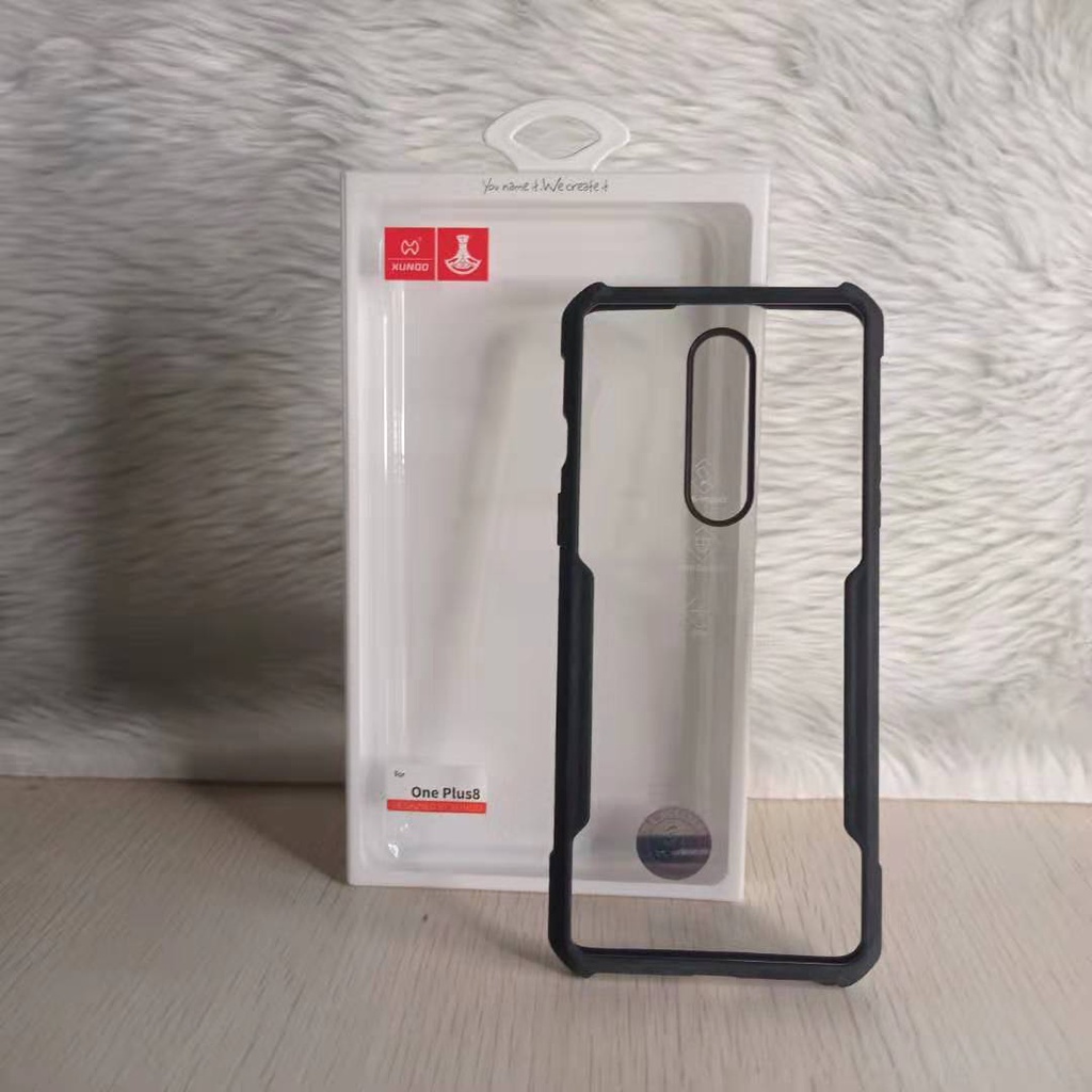 Xundd OnePlus 8 5G Shockproof Transparent PC TPU Bumper Back Cover - Black