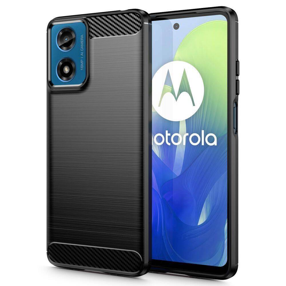 Carbon Fiber TPU Shockproof Case For Motorola Moto E14/G24 Series - Brushed Black (Moto G24 / G04)