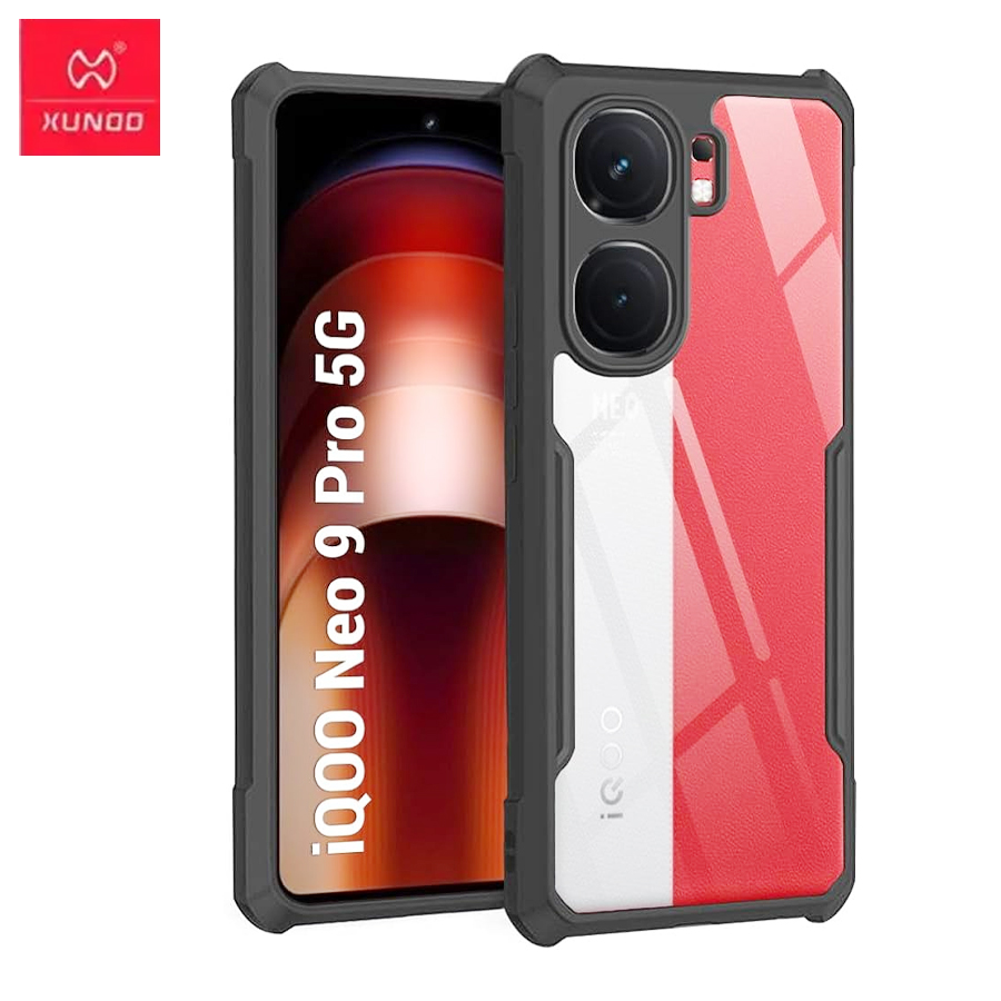 Xundd Shockproof Clear Bumper Case For iQOO Neo 9/9 Pro 5G - Black (Universal)