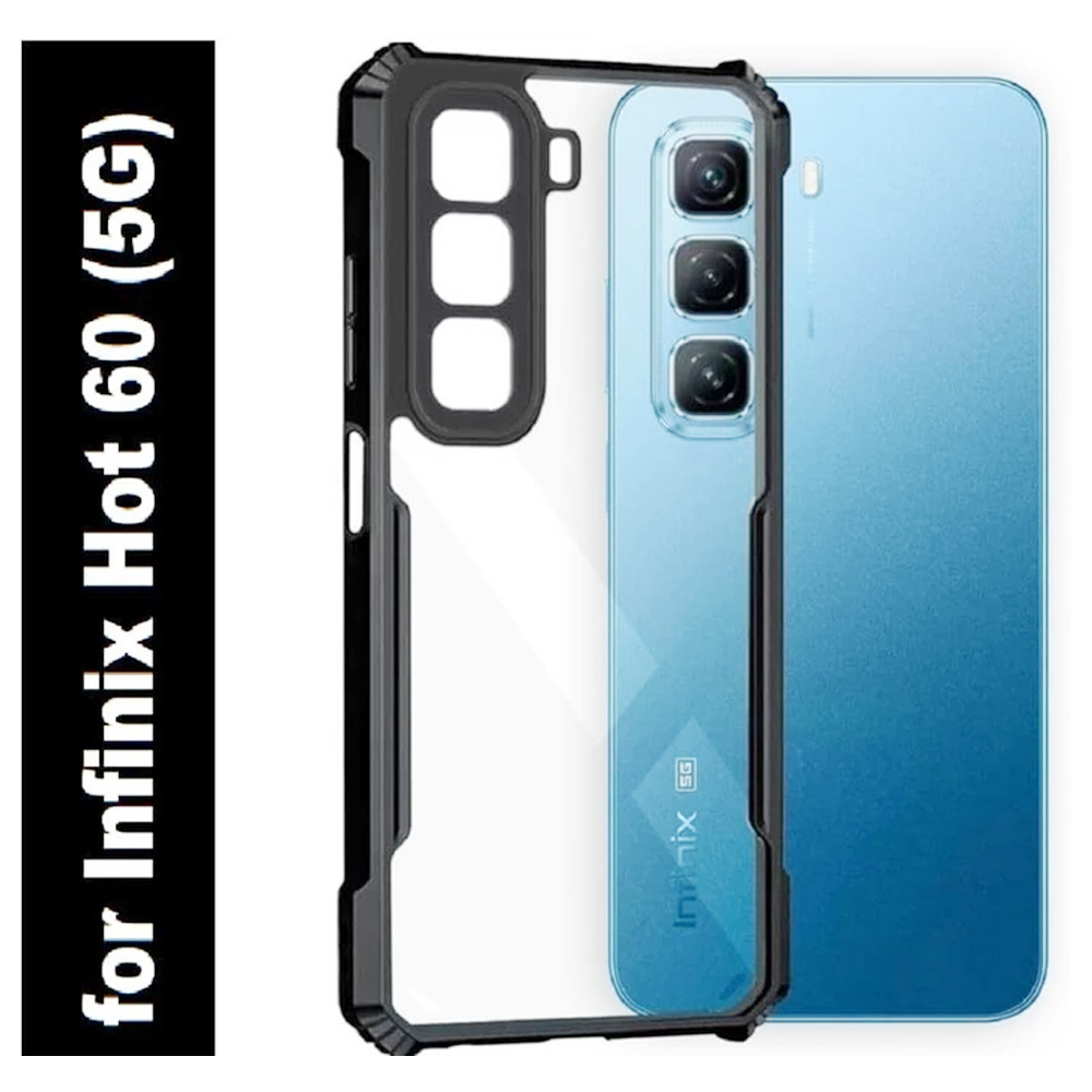 Clear Shockproof TPU Bumper Case For Infinix Hot 60/60i - Black