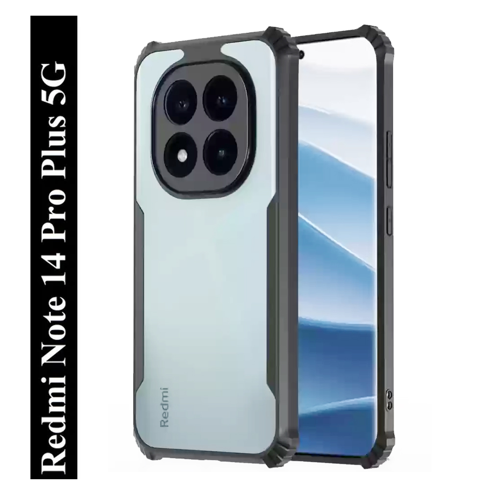 Clear Hybrid Bumper Case For Redmi Note 14 Pro Plus 5G - Black