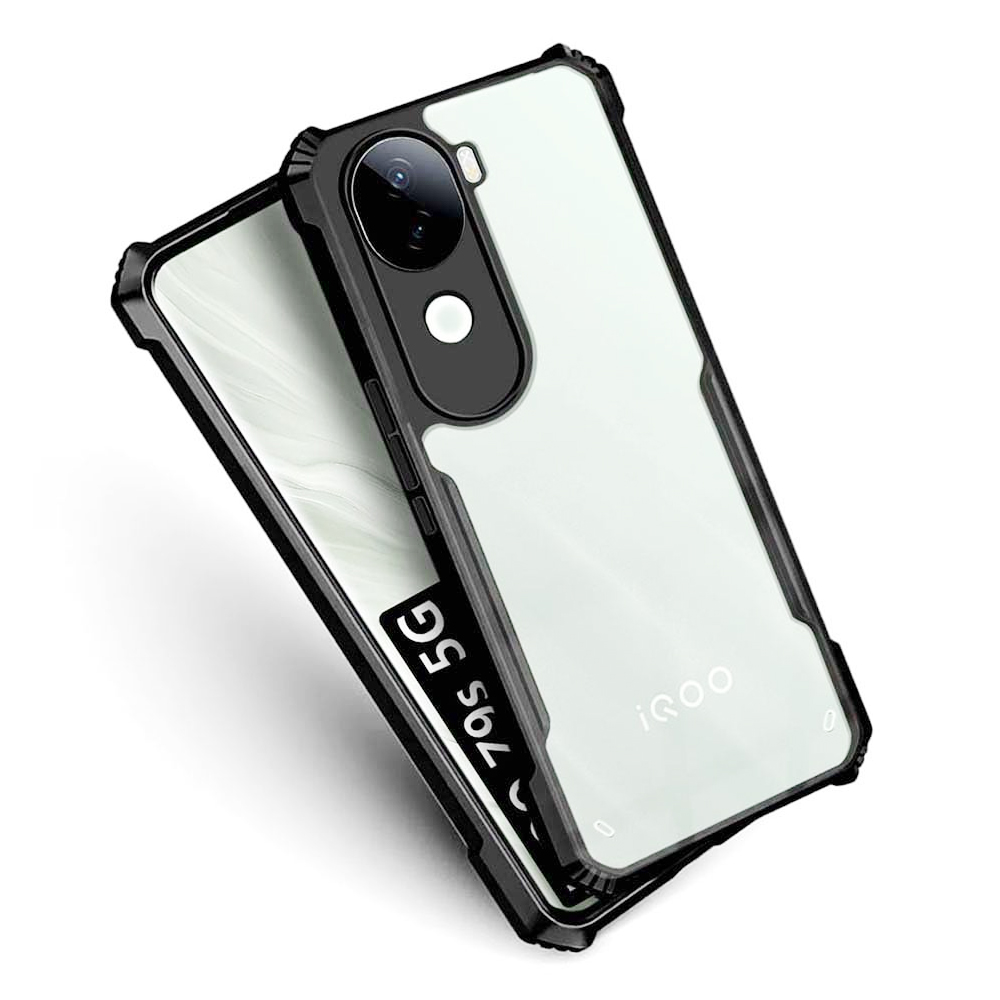 Clear Hybrid Bumper Case For iQOO Z9s/Vivo V40e 5G - Black