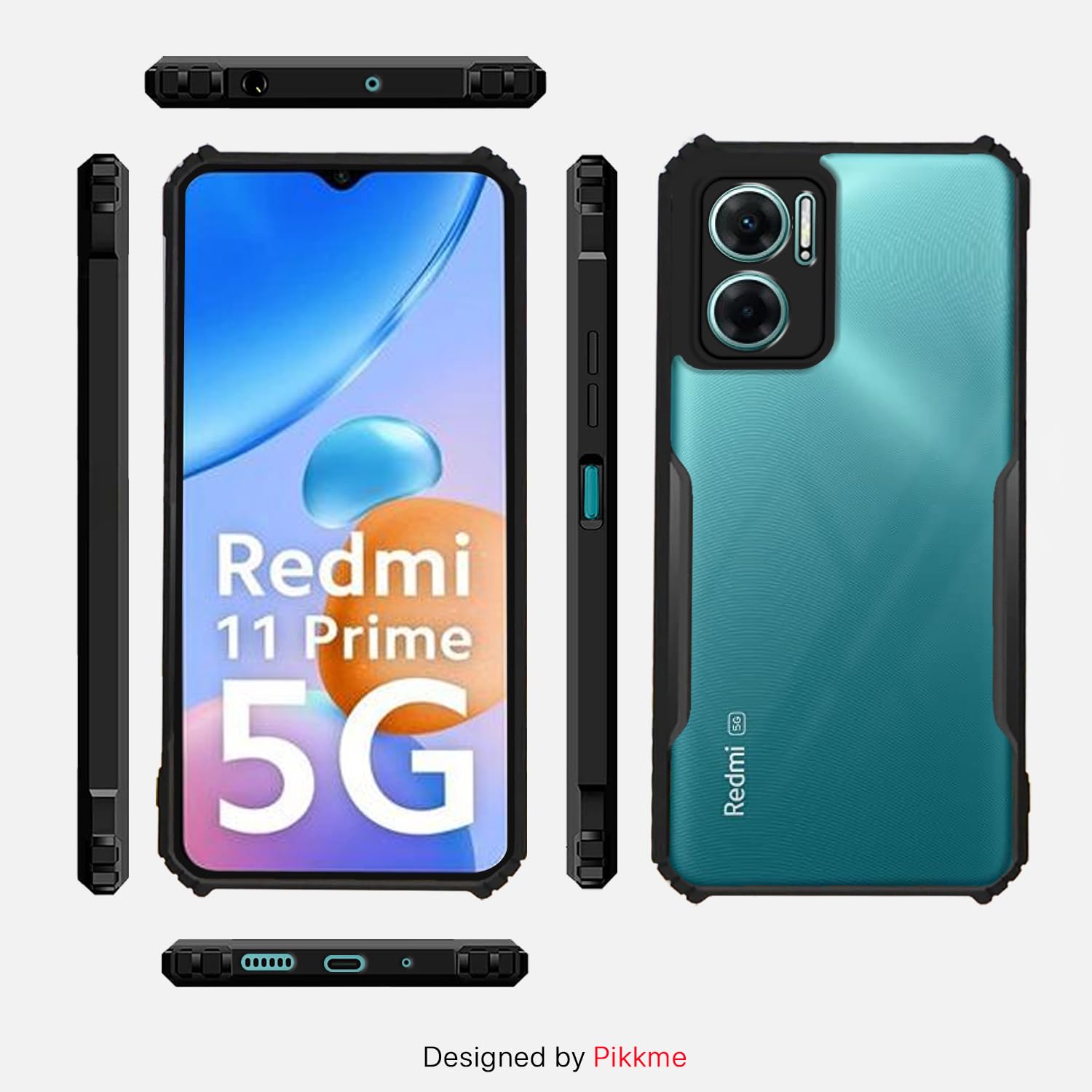 Clear Hybrid Bumper Case For Redmi 11 Prime 5G - Black