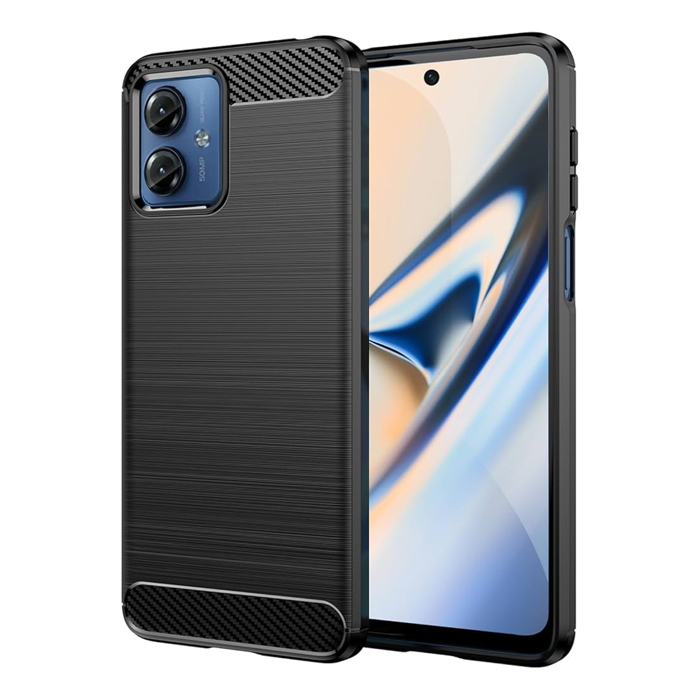 Carbon Fiber TPU Shockproof Case For Motorola Moto G14 - Brushed Black
