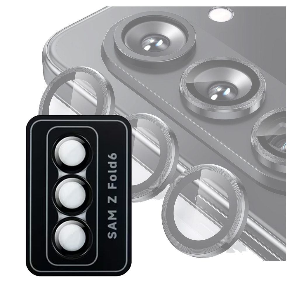 Black Metal Camera Ring Lens Protector For Samsung Galaxy Z Fold 6 5G - Black